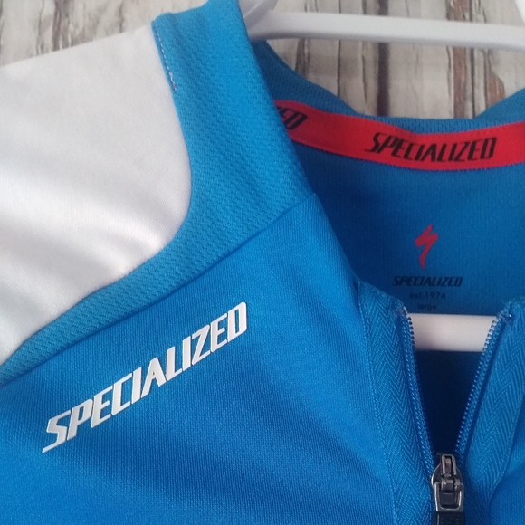 Specialized Men's Performance Cycling Jersey Full Zip Bue Back Pockets Size L - Picture 2 of 5